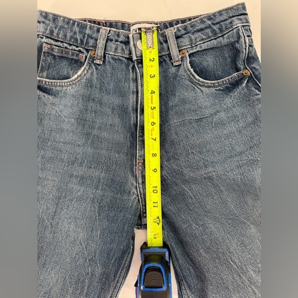 Zara Barrel Wide Leg Denim Cropped Jeans - Picture 7 of 10